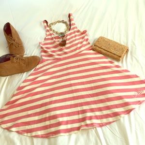 NWT Superdry Pink & White striped skater dress