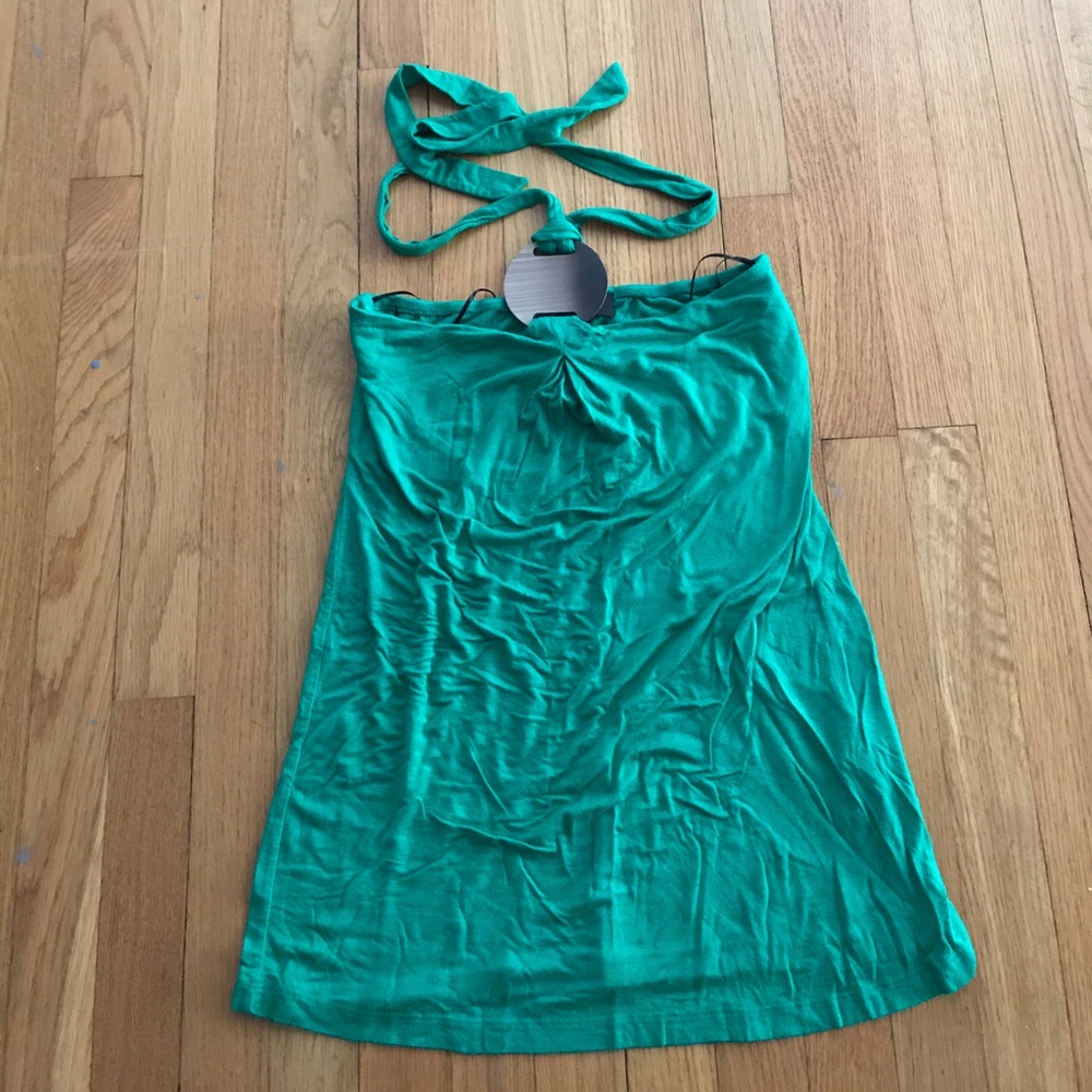 HKR COLLECTION GREEN HALTER TOP SHIRT SIZE SMALL