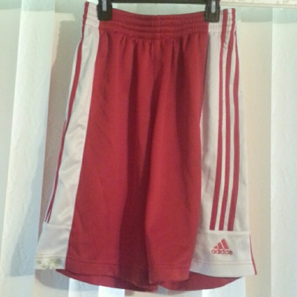 Adidas basketball shorts red/white adult small