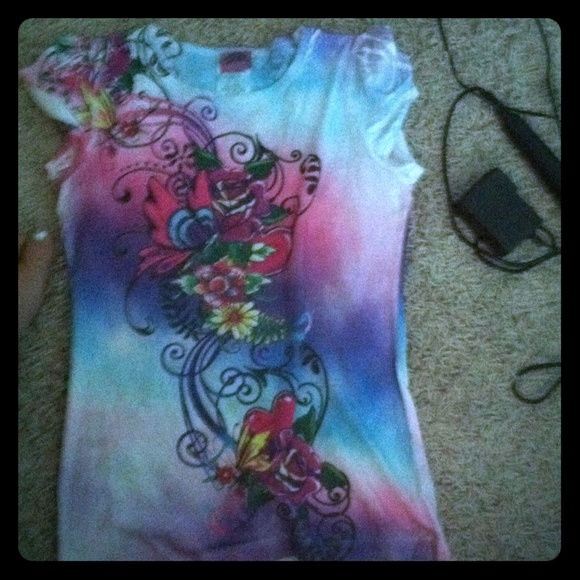 Tye dye butterfly heart shirt