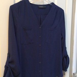 Navy blue v- neck blouse