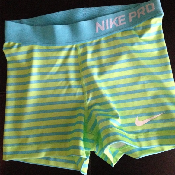 Blue and green neon fit spandex shorts