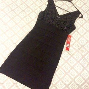 Little black dress with sequence top