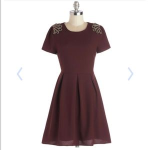 Maroon Beaded Shoulder Dress