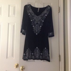 Black dress with white design