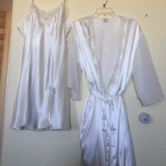 Ivory wrap and ivory gown.