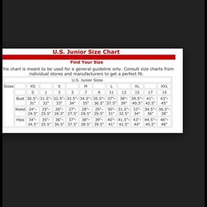 💕Junior Pants Chart💕
