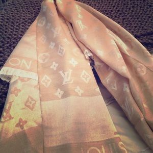 Beautiful gold tone LV scarf/ wrap.