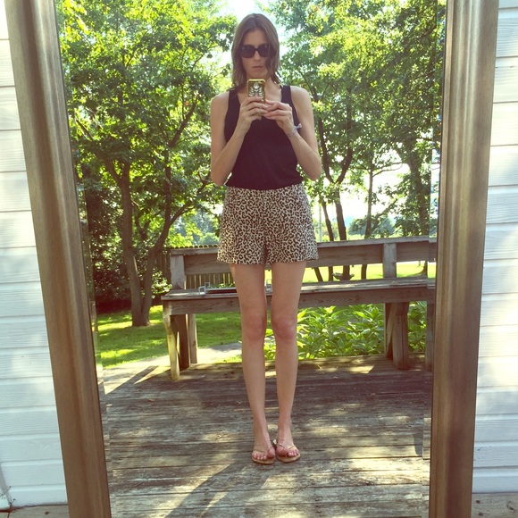 JCrew linen leopard high waist shorts size 8