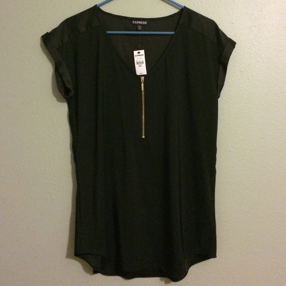Black blouse w/ zipper detail - Express