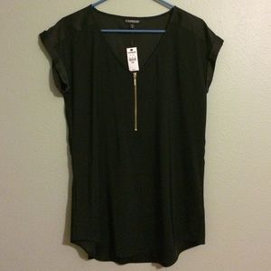 Black blouse w/ zipper detail - Express
