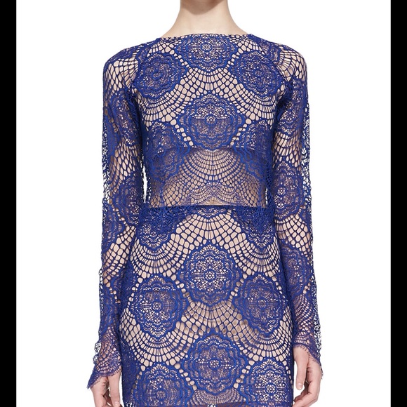 ❤️❤️Grace Long-Sleeve Lace Crop Top, Sapphire❤️❤️