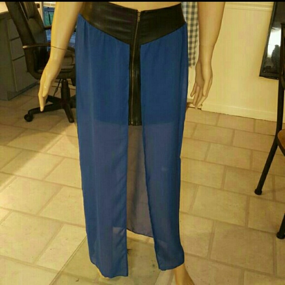 New high waist mesh and faux leather skirt - Picture 2 of 2