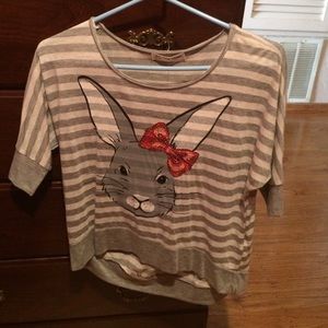 Striped grey bunny shirt