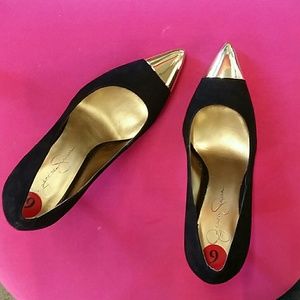 Black Pumps w/ Gold Tips