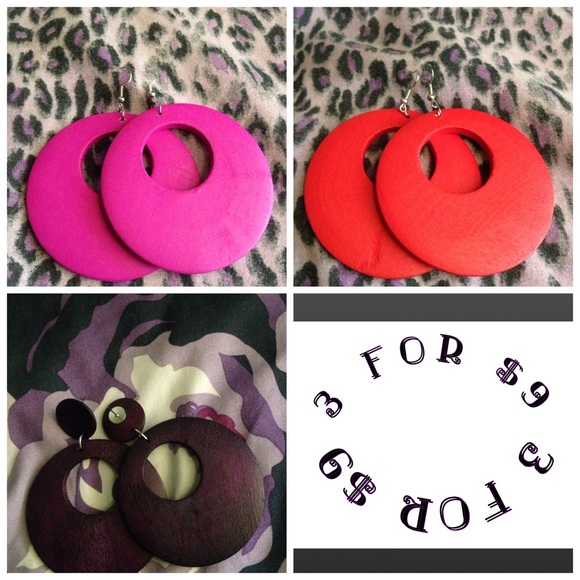 Circular Colorful Wooden Earrings