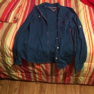 Blue tommy hilfiger button up