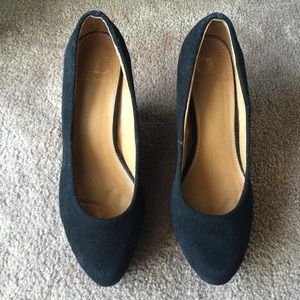 Kelsi Dagger Black Suede Wedges