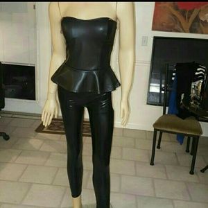 New metallic faux leather leggings