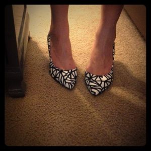 black & white heels only wore once for 1 hour