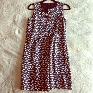 J.Crew sleeveless navy blue hearts dress