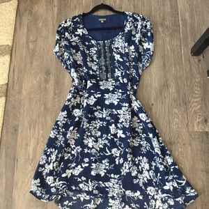 Navy and white floral dress