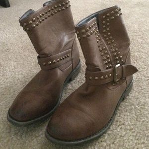 Studded leather ankle boots