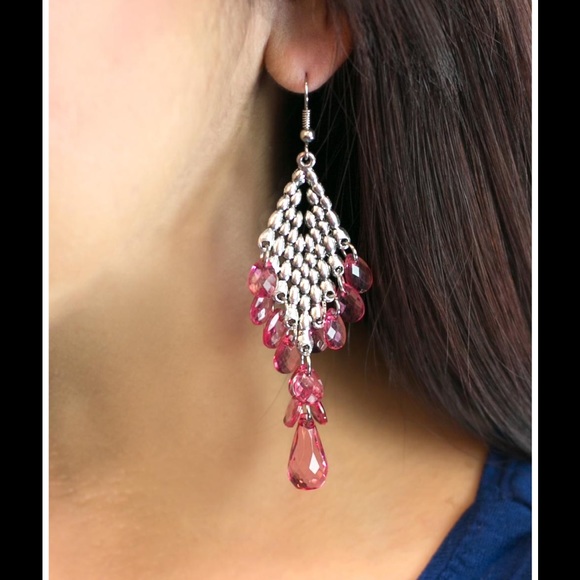 Pink and silver earrings - Picture 1 of 1