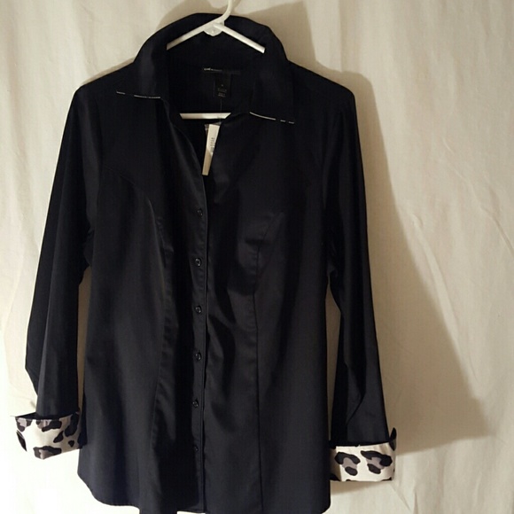 NWT LANE Bryant Black Button Down Dress Shirt