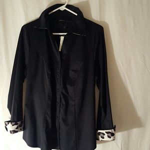 NWT LANE Bryant Black Button Down Dress Shirt