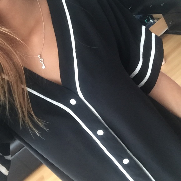 Forever 21 Black & White Baseball Shirt/Dress - Picture 2 of 2
