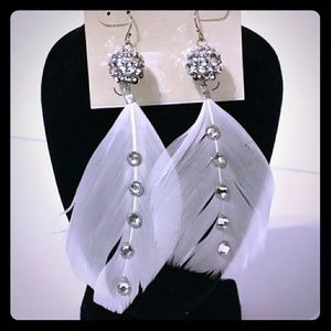 Feather Earrings with Bling