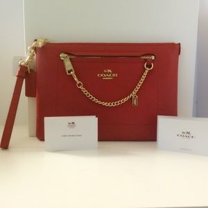 NWT COACH PPB Medium Folio Clutch in RED 💋