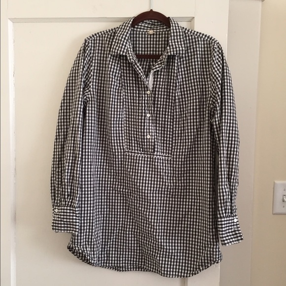 JCrew black and white gingham tunic