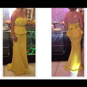 Nicole Bakti yellow evening gown/custom belt SizeM