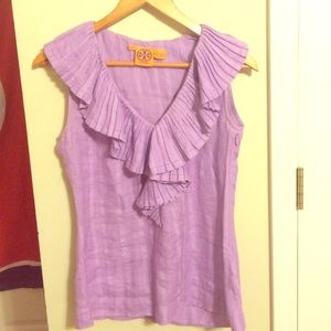 Tory Burch Ruffle Linen Top