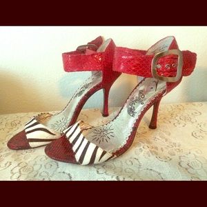 Zebra snakeskin heels