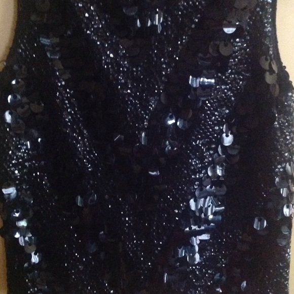 Vintage Black Sequin Top. Georgeous - Picture 3 of 4