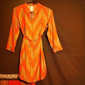 Orange and bronze chevron print dress