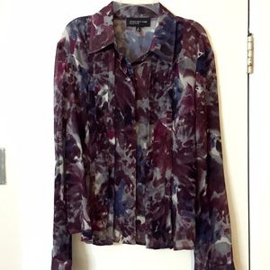 Jones New York - Plum color button front blouse