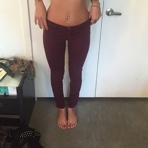 Maroon stretchy jeans