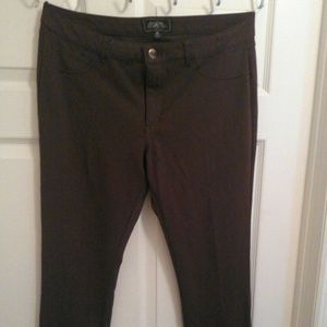 BROWN SOFT STRETCH STRAIGHT LEG PANTS