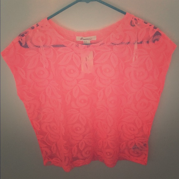 Neon coral knit top