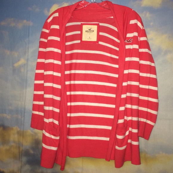 Orange/White Hollister sweater/cardigan