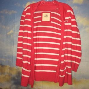 Orange/White Hollister sweater/cardigan
