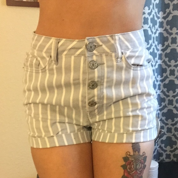 Striped high waisted shorts