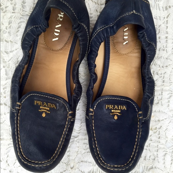 Deep royal Prada driving shoes