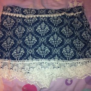 Navy Blue and Ivory White Skort