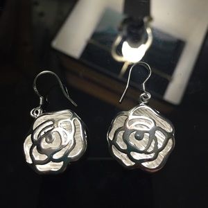 Sterling silver Camellia earrings