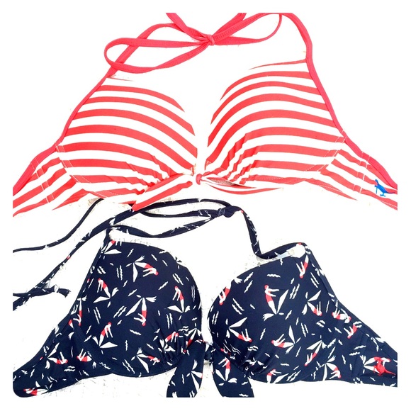 TWO Jack Wills padded push up halter bikini tops